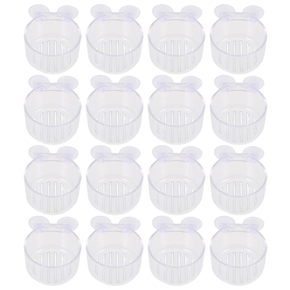 LOLIPPYY 16Pcs Transparent Fish Tank Feeding Cups Food Dispensers for Red Worm and Blood Worm Feeder