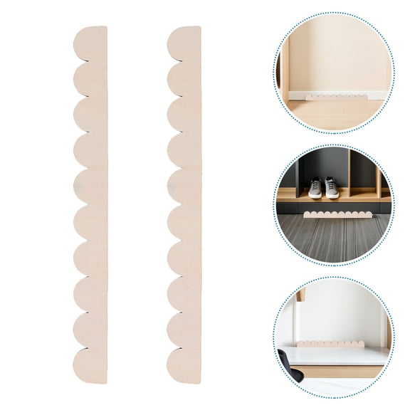 LOLIPPYY 16-Piece Unfinished Scalloped Wood Trim Molding Beige Wooden Cabinet Edge Decorative Strips for Home Improvement