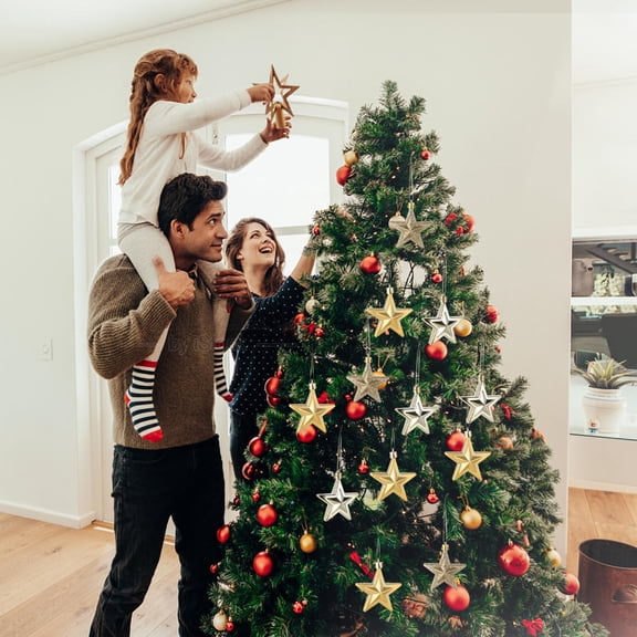 LOLIPPYY 18Pcs Chic Star Tree Topper for Christmas Decorative Golden Plastic