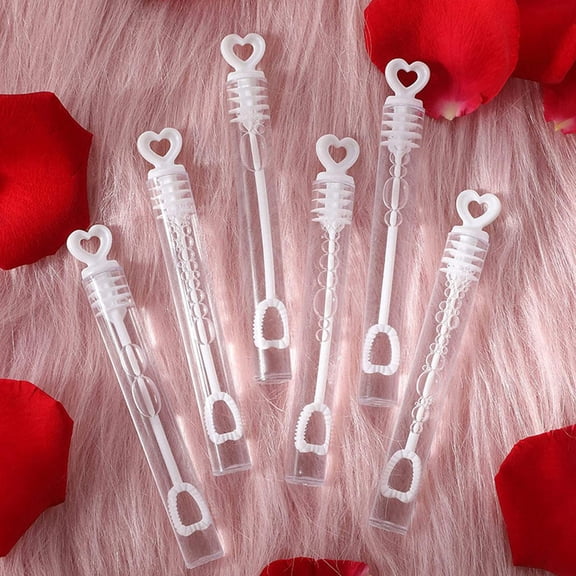 LOLIPPYY 18Pcs Empty Bubble Wands Bottle for Birthday Parties with Heart Top