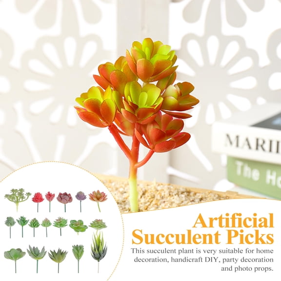 LOLIPPYY 18Pcs Fake Succulent Picks Assorted Color Unpotted Faux Plants for Home Decor