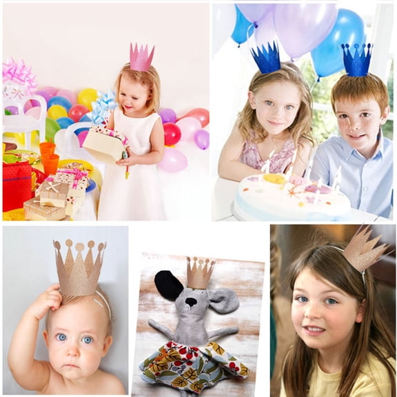 LOLIPPYY 18Pcs Glitter Assorted Color Birthday Crowns with Ribbon for Wedding and Celebration Parties