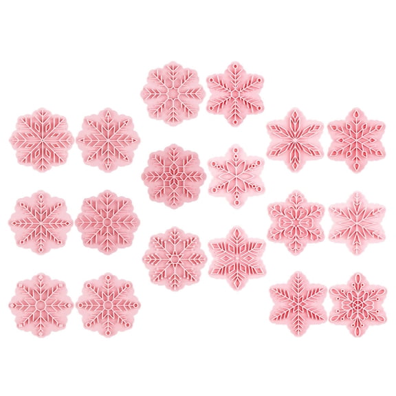 LOLIPPYY 18Pcs Plastic Biscuit Mold Xmas Cookie Baking Tool Press on Pastry Mold Pink