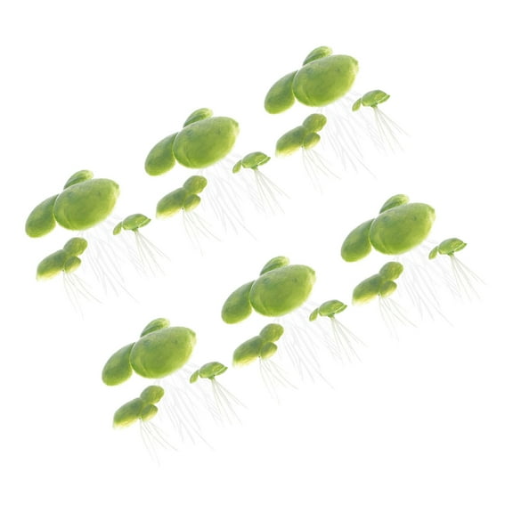LOLIPPYY 18Pcs Plastic Floating Duckweed Plants for Aquarium Fish Tank Decor Light Green