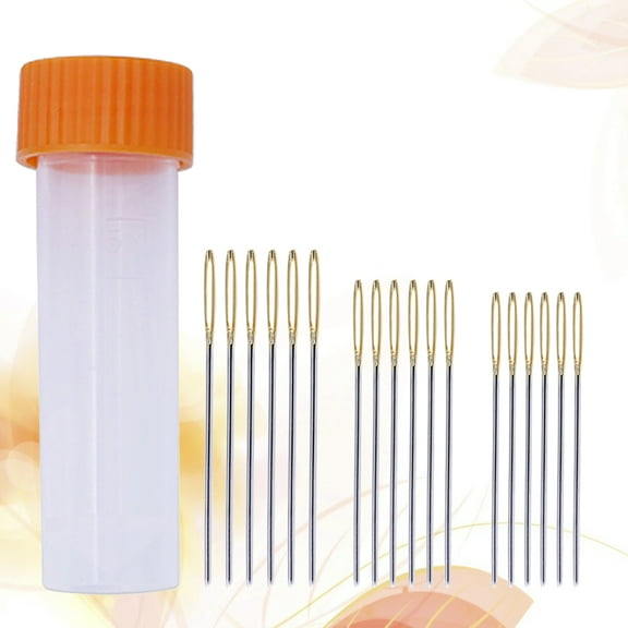 LOLIPPYY 18Pcs Plated Silver Stitching Needle Set with Large Eye for Easy Threading and Anti Rust Sewing Crafts