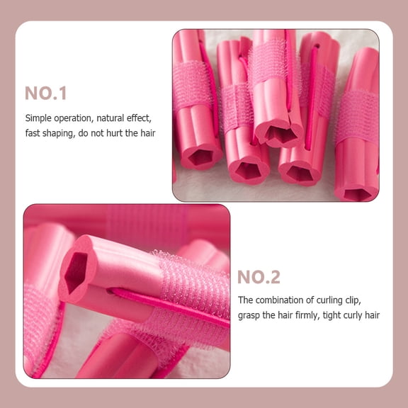 LOLIPPYY 18Pcs Rosy Hair Roller Strap Curlers Lightweight Hairdressing Styling Tools