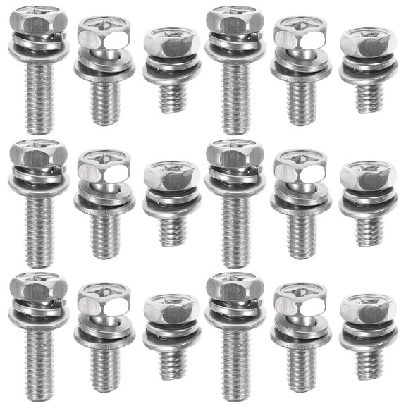 LOLIPPYY 18Pcs Stainless Steel Motorcycle Battery Terminal Bolt and Nut Kit Vibration Resistant for Home Use