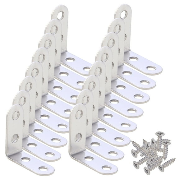 LOLIPPYY 18 Sets Small L-Shaped Stainless Steel Angle Brackets for Shelves with Smooth Rounded Edges