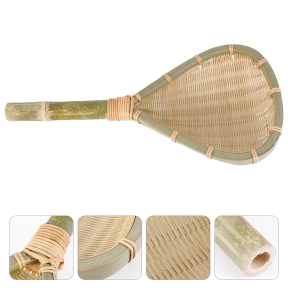 LOLIPPYY 1PC Bamboo Cooking Spoon with Round Edges Filtering Colander Spoon Green for Restaurant Use
