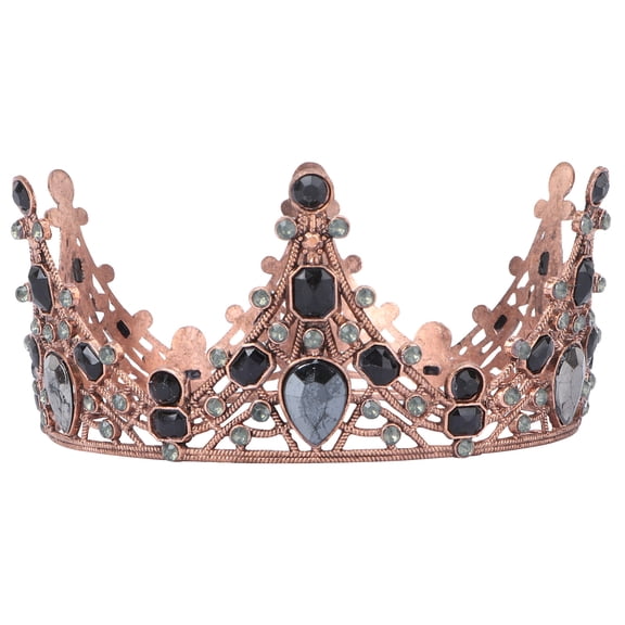 LOLIPPYY 1PC Large Round Rhinestone Retro Crown Hair Jewelry Accessory for Wedding and Party Events