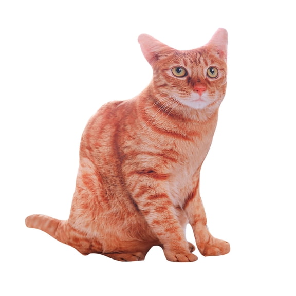 LOLIPPYY 1PC Simulated Cat 3D Stereo Throw Pillow Plush Toy Cushion Stuffed Toy (Brown)