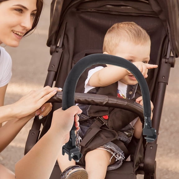 LOLIPPYY 1-Pack Adjustable Baby Stroller Handle with Black Metal and Foam Grip for Comfortable Daily Use by Parents