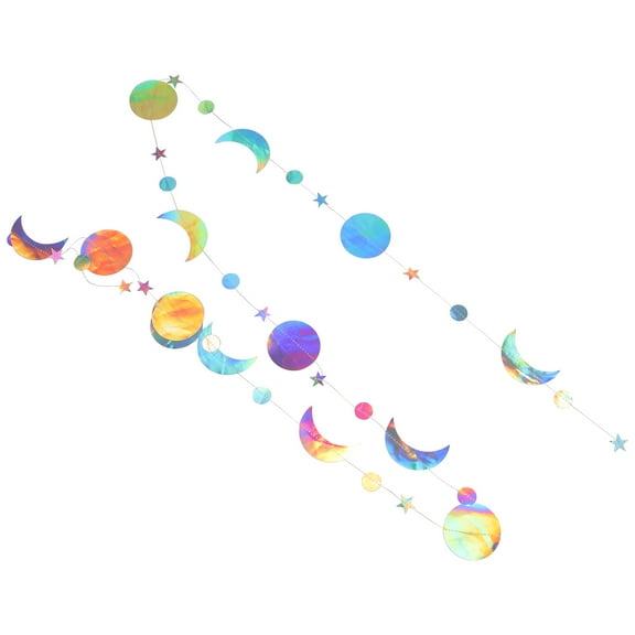LOLIPPYY 1Pack Assorted Color Star Moon Paper Pendant Banner Decorative Hanging Banner for Party