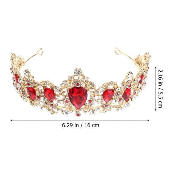 LOLIPPYY 1Pack Bridal Headdress with Rhinestone Crown for Wedding and Photography Red