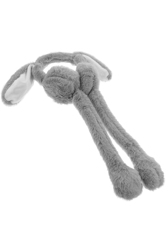 Grey Plush Bunny Ears Beanie Hat, 1 Pack Windproof for Easter Party and Outdoor Use