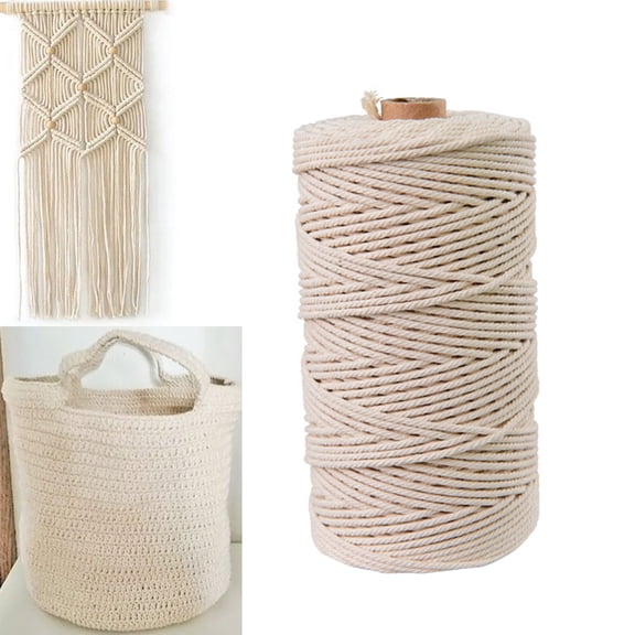 LOLIPPYY 1Pack Cotton Rope for Handmade Macrame Project for Crafters Cream Lacing