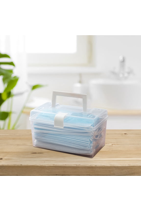 1Pack Face Mask Container Rectangular Clear Plastic for Home Use