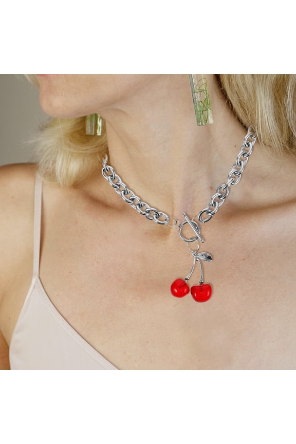 1Pack Fashion Neck Chain Delicate Clavicle Chain Red Alloy Stylish Women