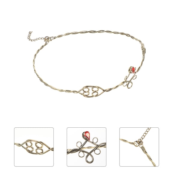 LOLIPPYY 1Pack Hair Accessory for Lady Metal Red Weave Twisted Headbands for Wedding