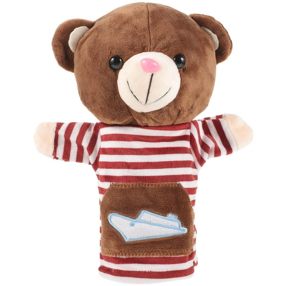 LOLIPPYY 1-Pack Light Brown Plush Bear Hand Puppet Doll 9.43x8.65x4.72in for Kids' Imaginative Play and Development