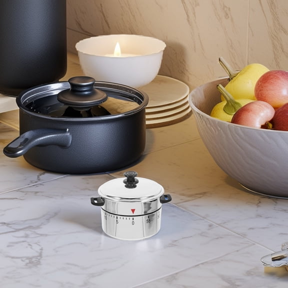 LOLIPPYY 1Pack Kitchen Mechanical Timer Silver Classic Design with Loud Alarm for Home Use