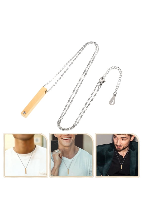 1Pack Rhinestone Name Bar Necklace Stainless Steel Chain for Couples Daily Wear Party