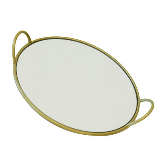 LOLIPPYY 1Pack Round Tray for Serving Food in Golden Glass for Decoration Home Users Restaurants