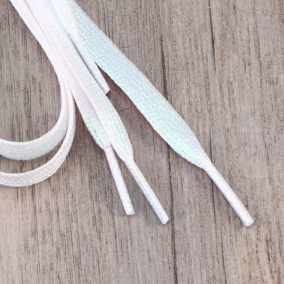 LOLIPPYY 1Pack Sparkling Shoe Laces for Sneakers White Cloth Flat Design for Kids