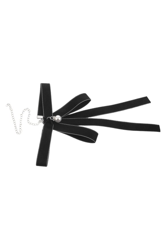 1Pack Women's Pre-Tied Bowknot Black Ribbon School Uniforms Accessory