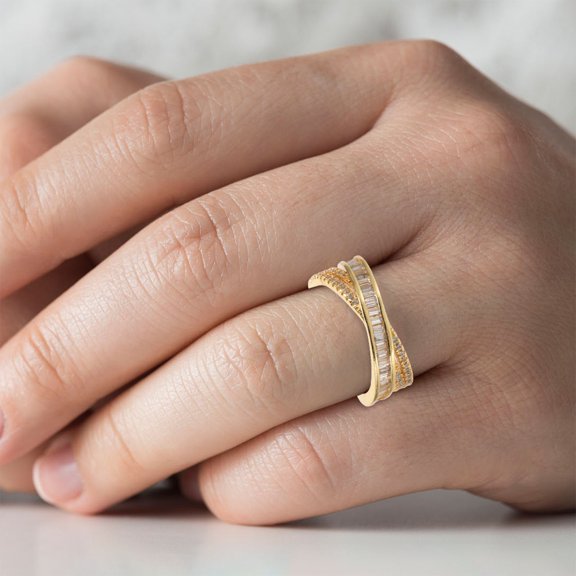 LOLIPPYY 1Pack Women's Rings Vintage Rhinestone Geometric Golden Durable for Special Occasions