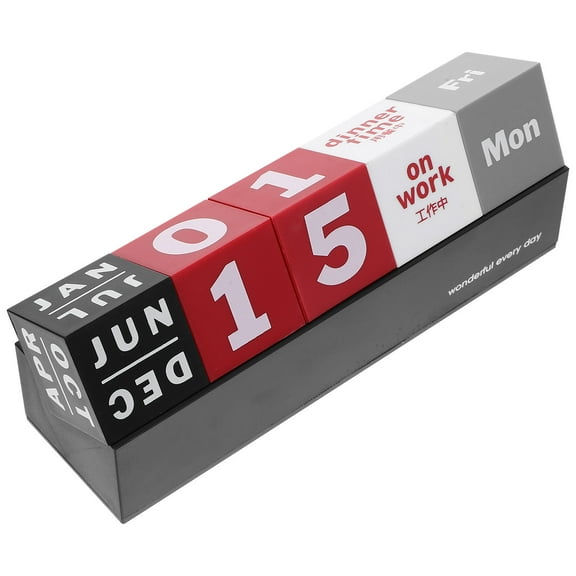 LOLIPPYY 1Pack Wooden Desk Calendar Cube Block for Desktop Decor 15.0X6.0X4.3in