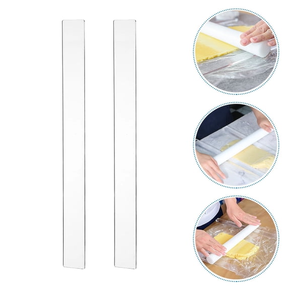 LOLIPPYY 1Pair Acrylic Dough Rolling Pin Guides for Smooth and Uniform Dough Thickness