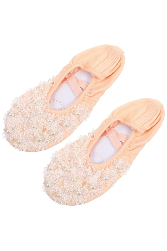 1 Pair Beige Ballet Dance Shoes Lightweight Breathable with Sweat Absorption for Women and Girls