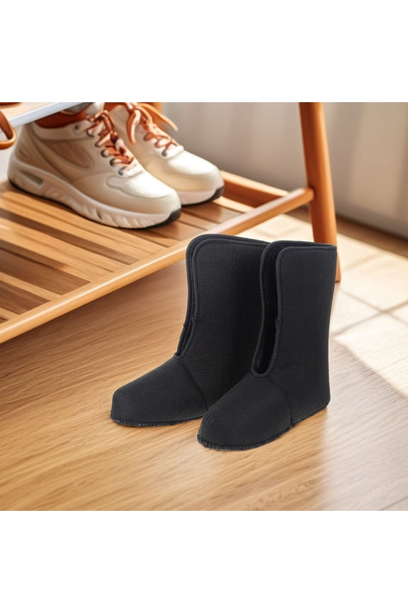 1Pair Black Winter Boot Liners with Thick Insulated Padding for Outdoor Activities