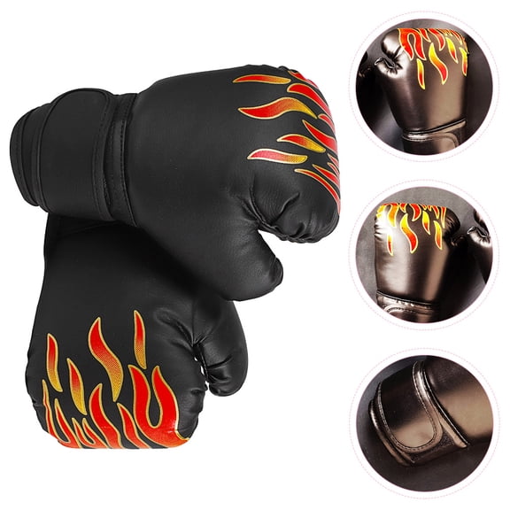 LOLIPPYY 1Pair Boxing Glove for Practicing Black Comfortable PU and Sponge Sparring Glove