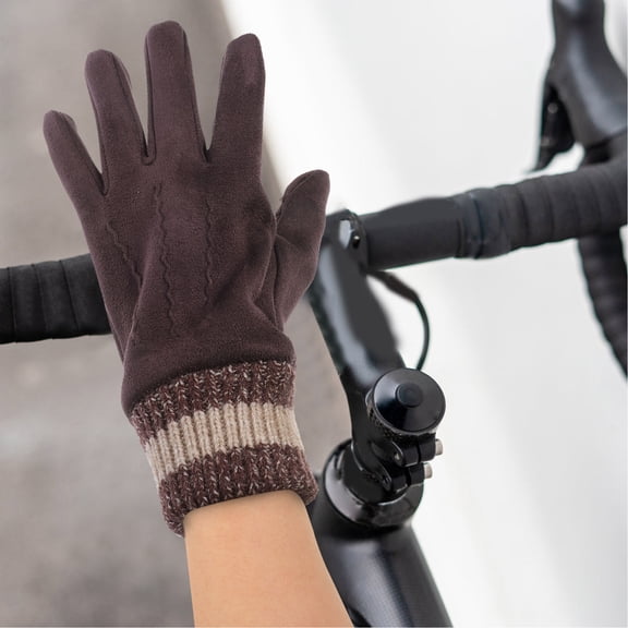 LOLIPPYY 1 Pair Mens Coffee-Colored Cold Weather Gloves, Protective Riding Gloves with Touchscreen-Friendly Fingers