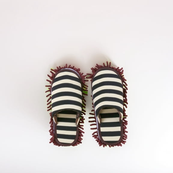 LOLIPPYY 1Pair Coffee Floor Cleaning Slipper with Durable Chenille Mop Cap for Home and Car Use