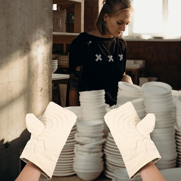 LOLIPPYY 1Pair Comfortable Mittens Cotton Insulated Gloves for High Temperature Safety