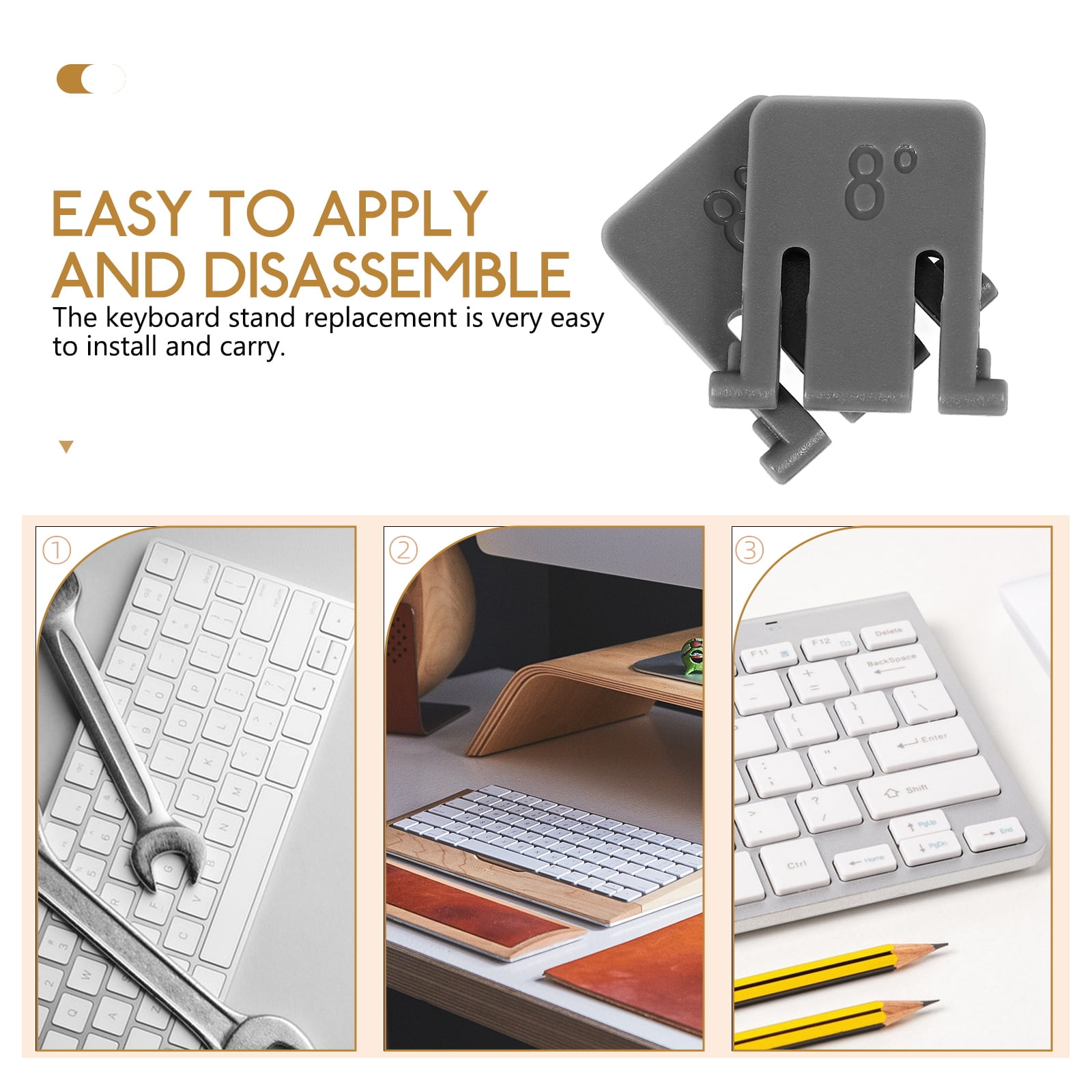 LOLIPPYY 1Pair Computer Keyboard Stand Feet Black ABS for Mechanical ...