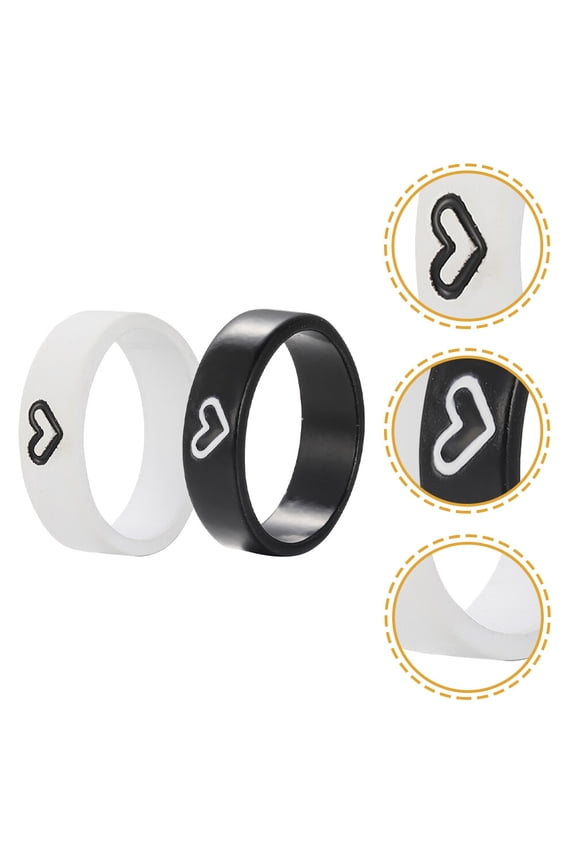 1Pair Couple Wedding Bands with Delicate Design Assorted Color Finger Rings