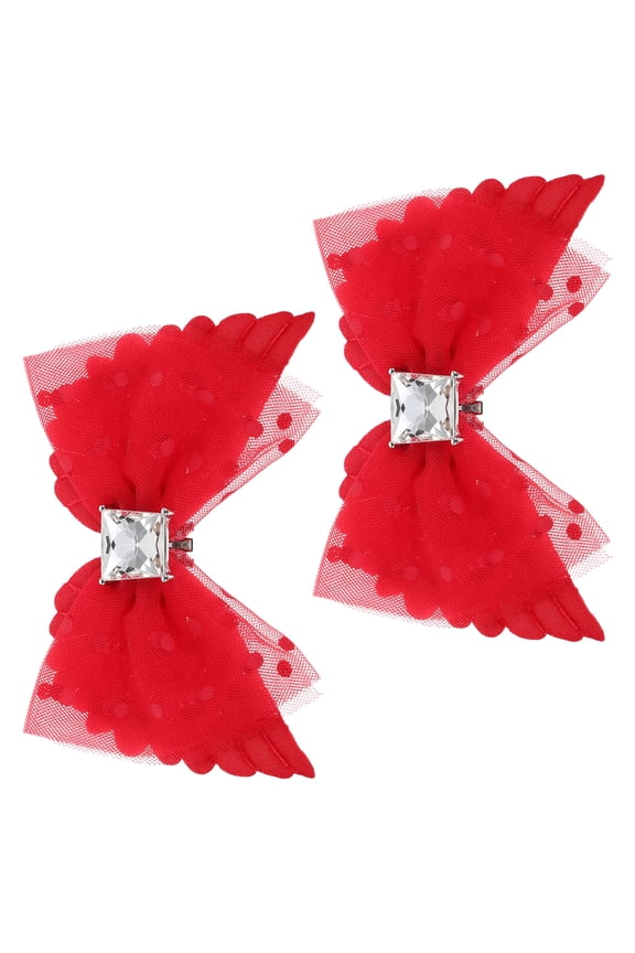 1Pair Detachable Bowknot Shoe Clips Red Rhinestone Wings for Womens High Heel Shoe Accessories