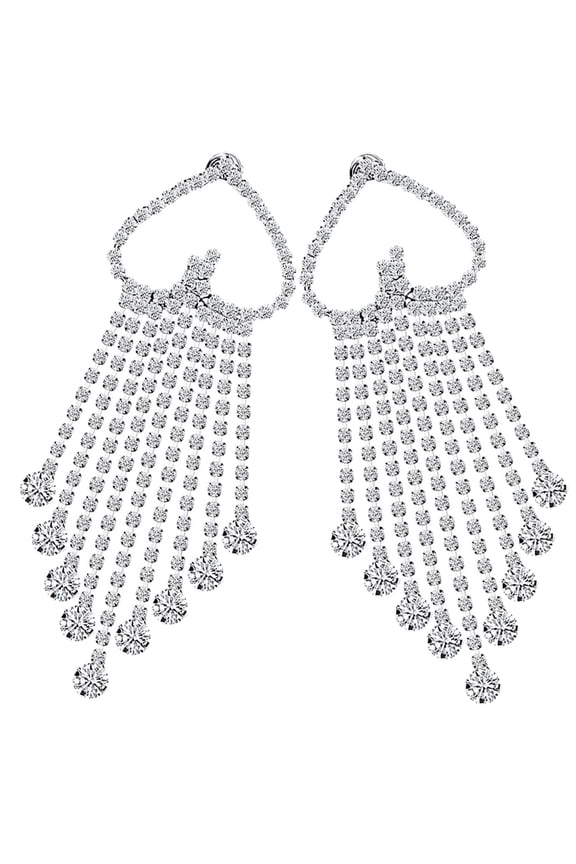 1Pair Elegant Heart Charm Dangle Earrings Rhinestone Ear Jewelry for Birthday and Club