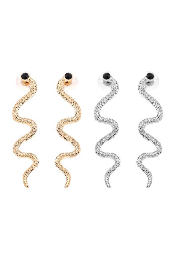 1Pair Fashion Earrings Plated Snake Design Long Eardrop for Style