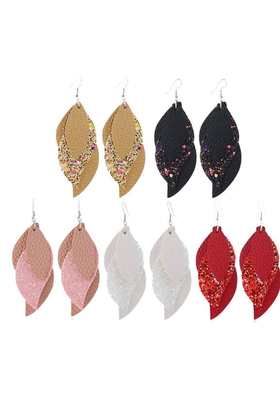 1Pair Fashion Pink Ear Drop Sequin Ear Dangle for Eye Catching Decoration