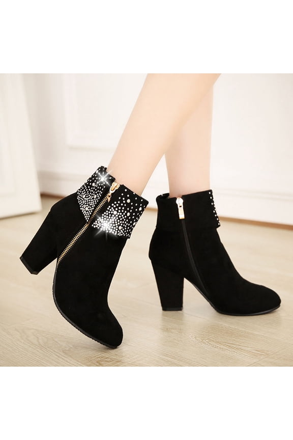 1Pair Fashionable Black Heel Pumps Short Boots with Creative Design for Decoration and Formal Events