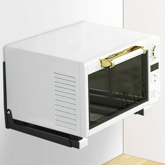 LOLIPPYY 1Pair Foldable Black Stainless Steel Microwave Oven Wall Mount Rack for Kitchen