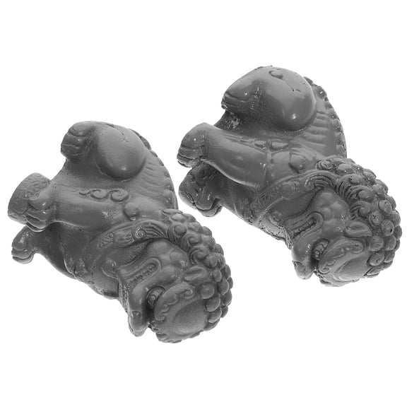 LOLIPPYY 1Pair Grey Cement Lion Figurine Stable Home and Office Desktop Lion Ornament