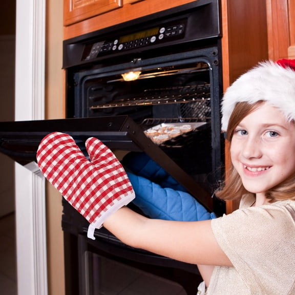 LOLIPPYY 1 Pair Red Oven Mitts for Kitchen Cooking, Baking, and Grill Gloves