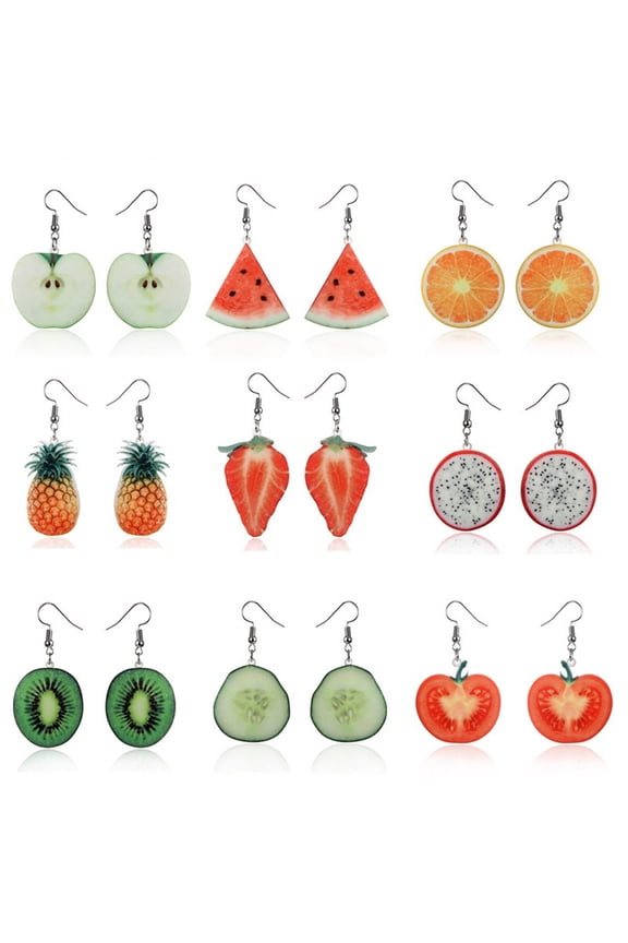 1 Pair Multi-Color Fruit Dangle Earrings Fashionable Ear Jewelry Ear Decorations for Work and Daily Wear