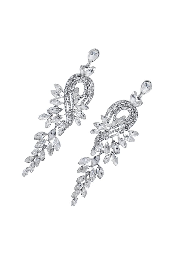 1Pair Plated Rhinestone Bride Earrings Dangle Ear Decorations Wedding Drop Style